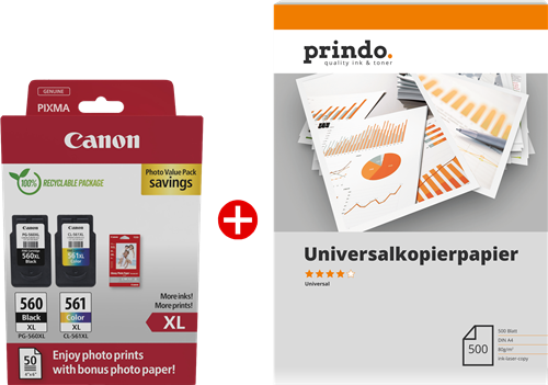 Canon PG-560XL+CL-561XL MCVP black / more colours / White value pack
