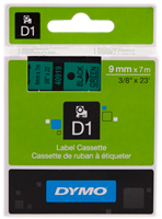 DYMO tape black on green