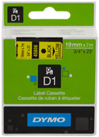DYMO tape black on yellow