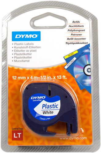 DYMO tape black on white