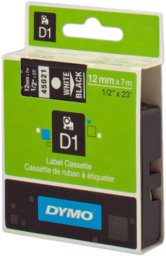 DYMO tape white on black