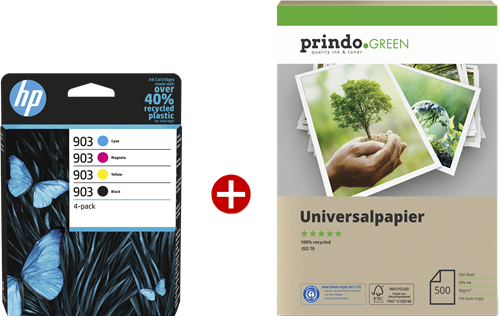 HP OfficeJet Pro 6976 All-in-One + Prindo Green Recyclingpapier 500 Blatt