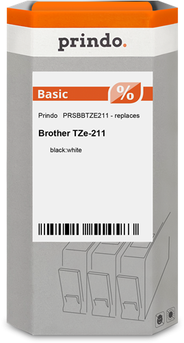 Prindo PRSBBTZE211 tape black on white
