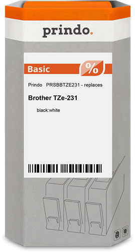 Prindo PRSBBTZE231 tape black on white