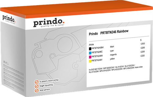 Prindo PRTBTN246 Rainbow black / cyan / magenta / yellow value pack
