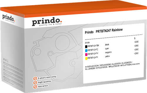 Prindo PRTBTN247 Rainbow black / cyan / magenta / yellow value pack